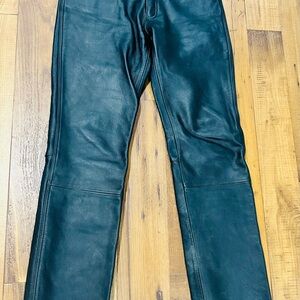 Men's Stylish Black Leather Biker Trousers
